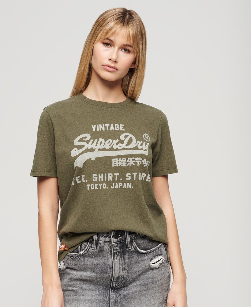camiseta vintage logo heritage relaxed na cor cáqui mesclado