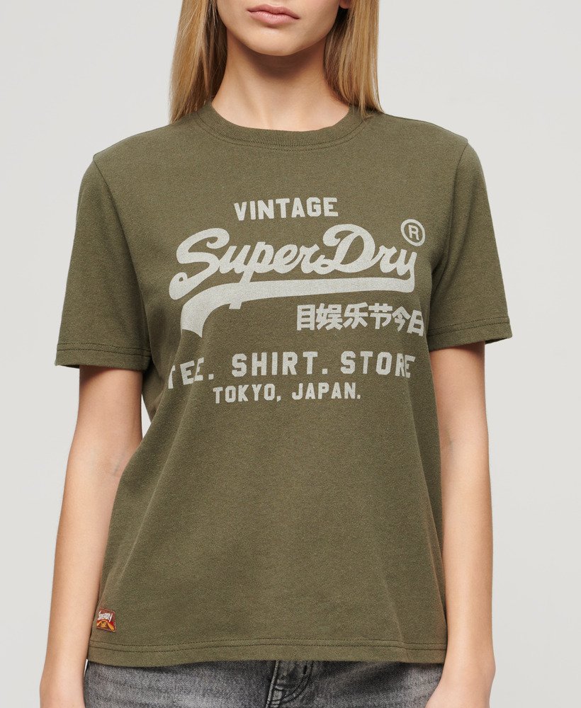 camiseta vintage logo heritage relaxed na cor cáqui mesclado