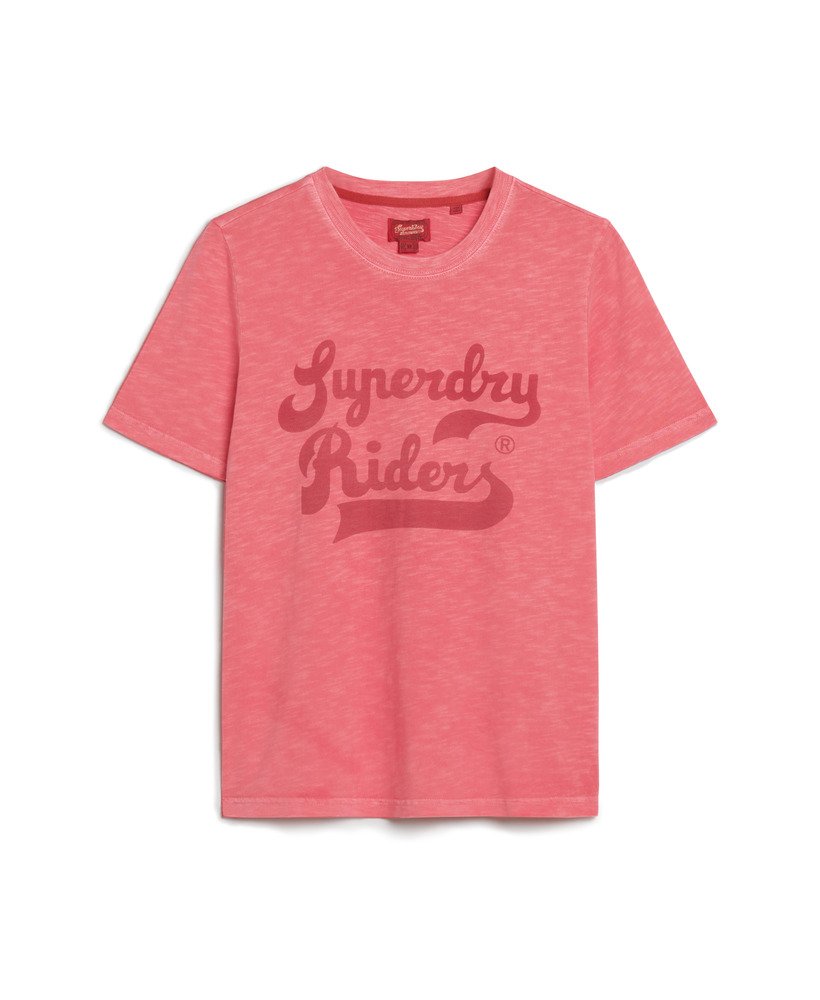 camiseta relaxed com estampa de beijos em coral slub