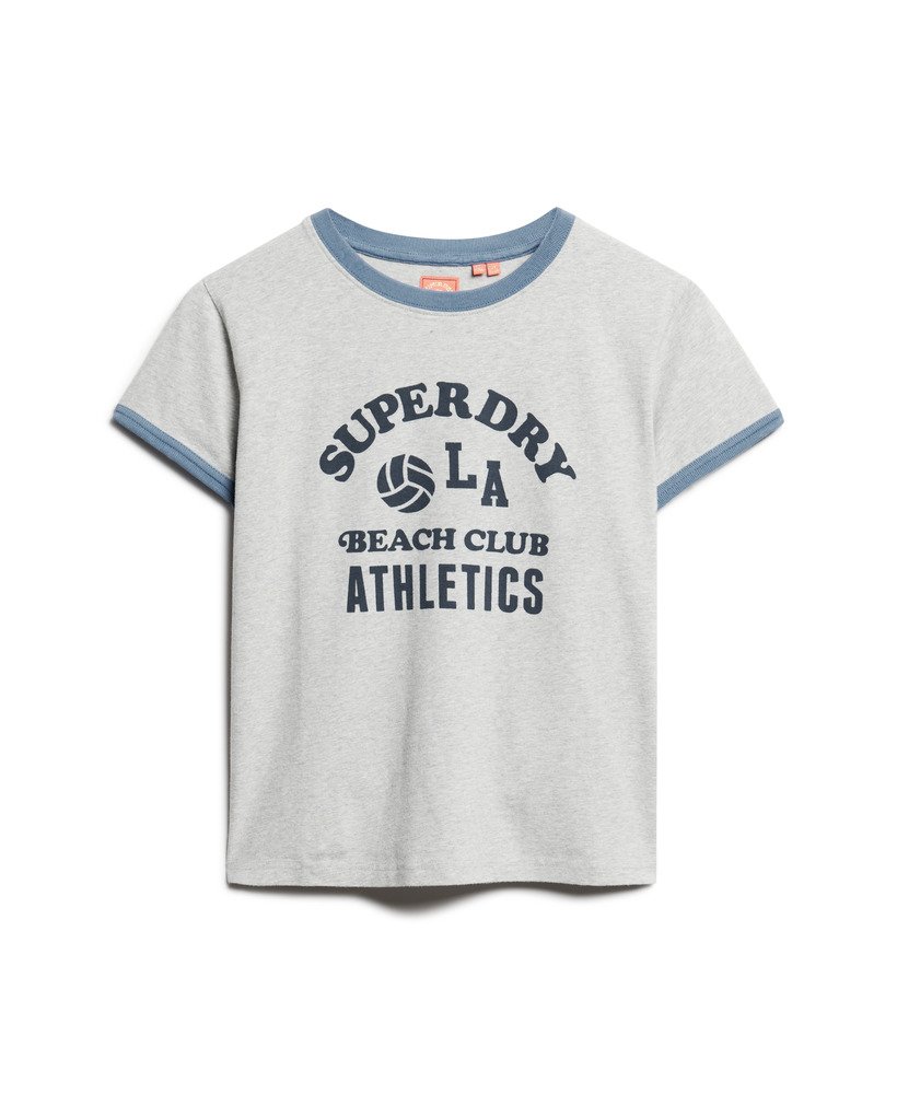 camiseta athletic essentials beach graphic ringer na cor cinza mescla.