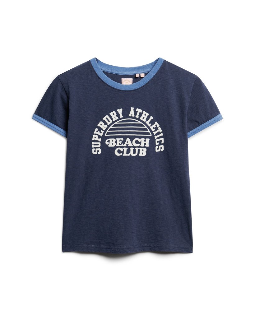 camiseta athletic essentials beach graphic ringer na cor azul marinho mais intenso