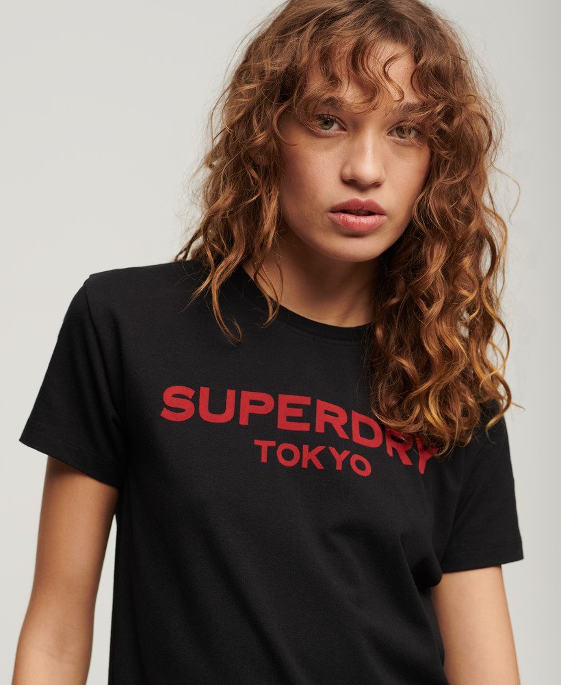 camiseta sport luxe com estampa gráfica em pretovermelho
