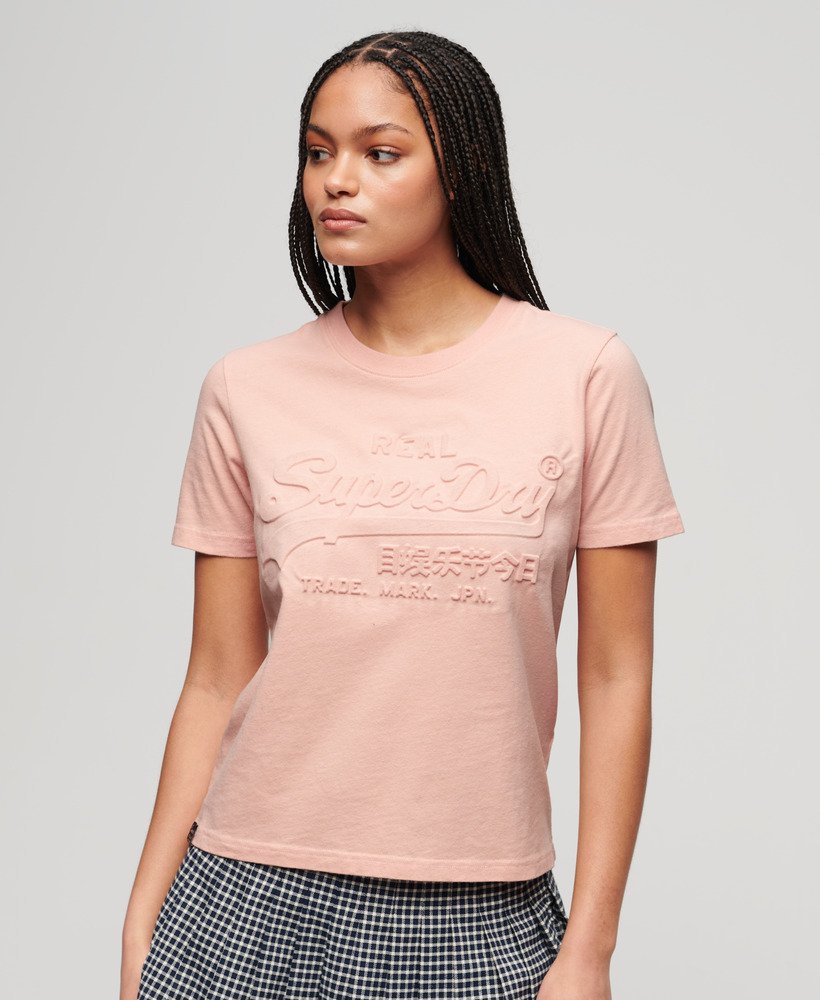 camiseta relaxed com relevo na cor rosa pêssego