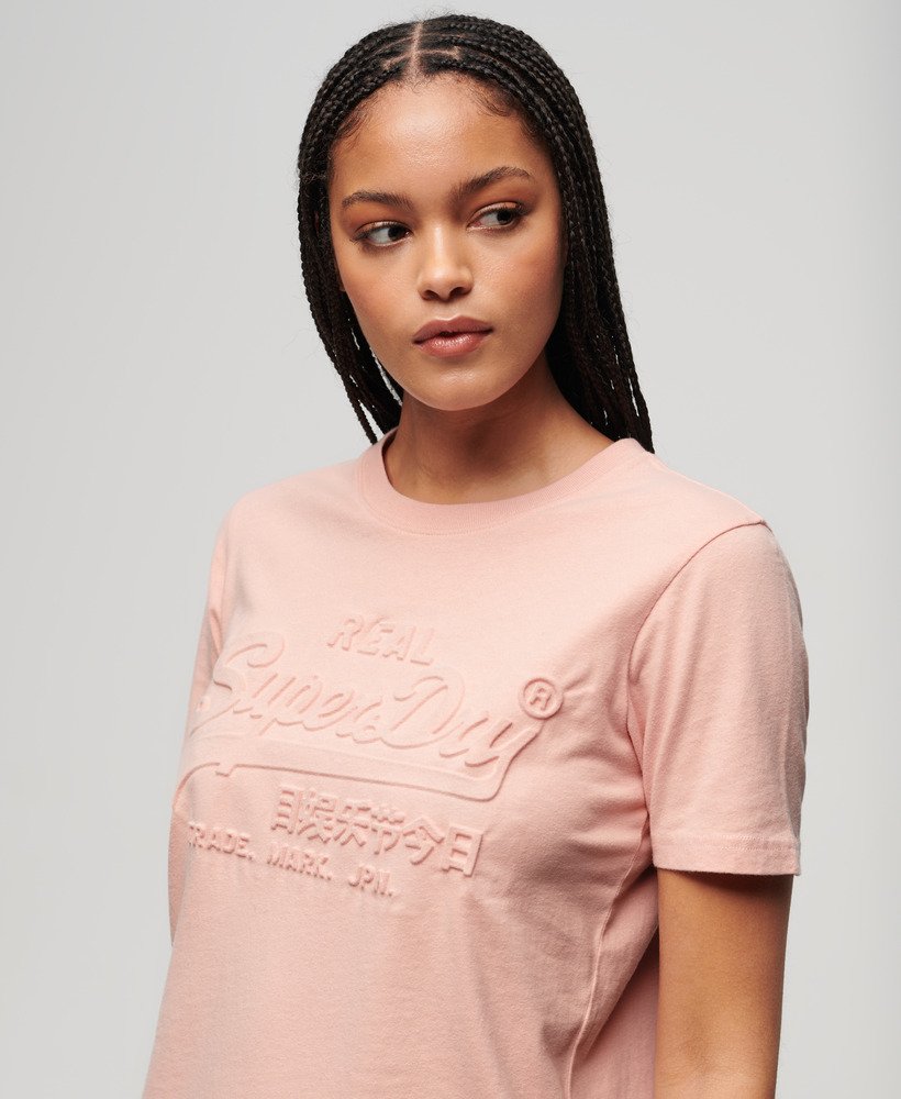 camiseta relaxed com relevo na cor rosa pêssego