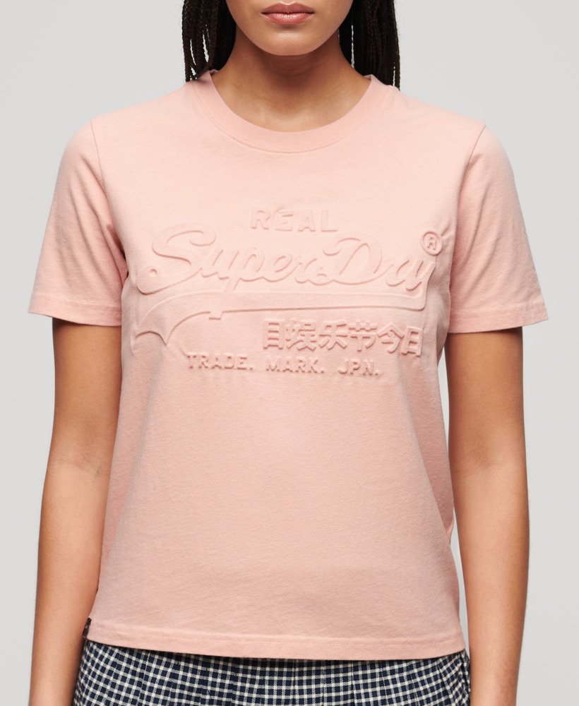 camiseta relaxed com relevo na cor rosa pêssego
