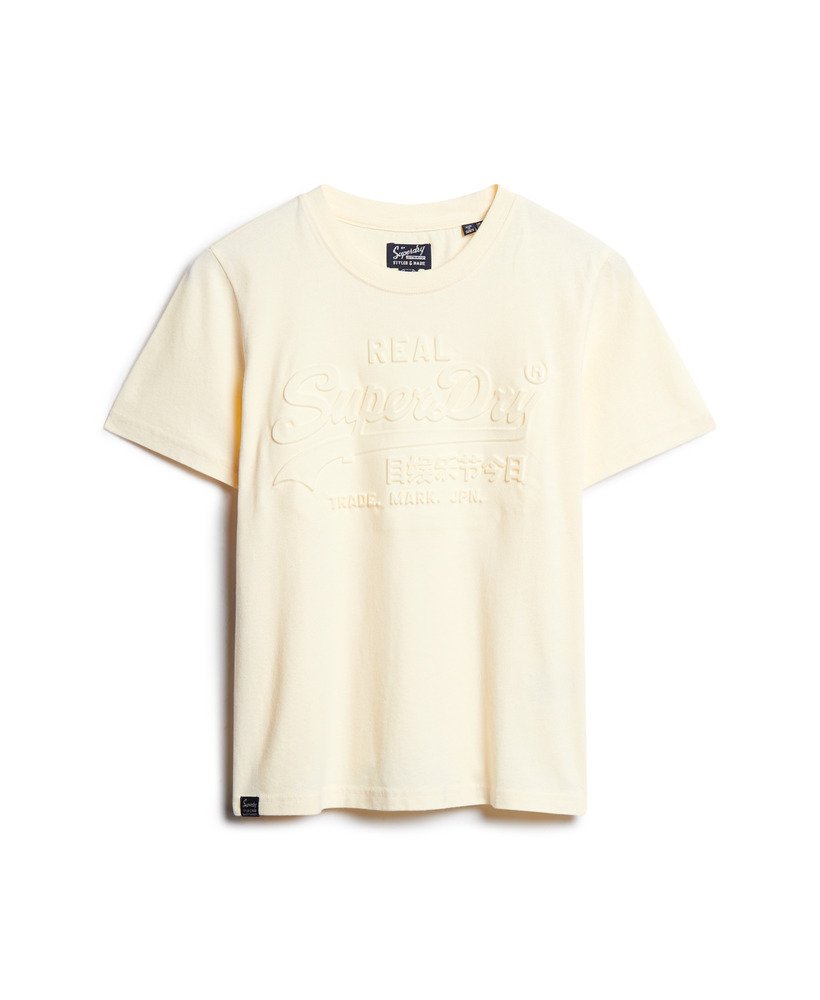 camiseta relaxed com estampa em relevo na cor branco arroz