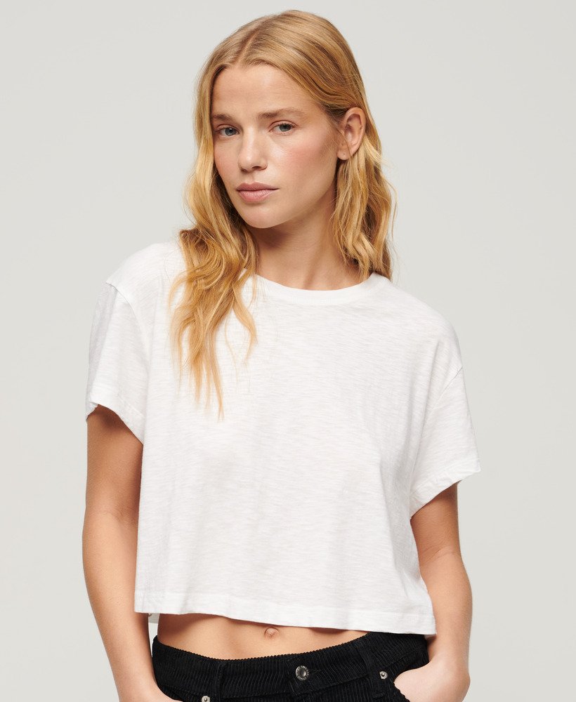 camiseta cropped folgada na cor optic