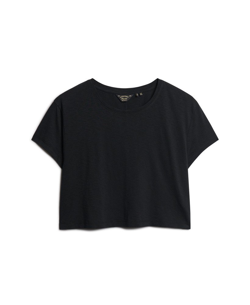 camiseta cropped folgada na cor preta