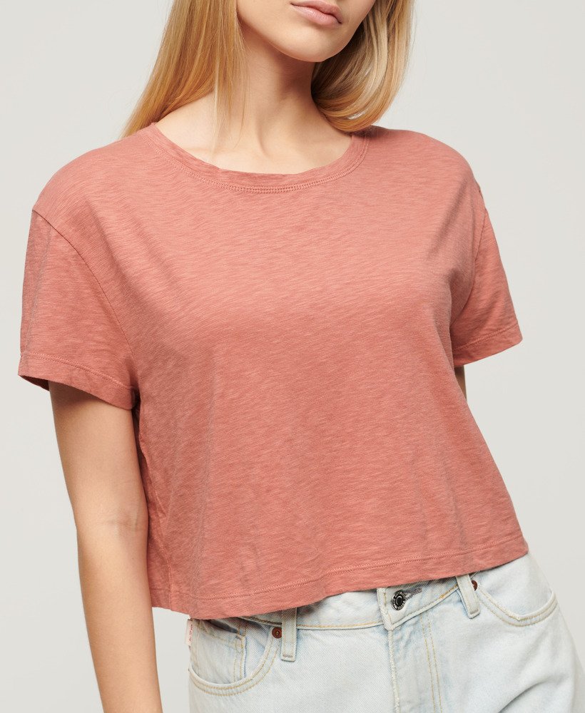camiseta cropped folgada na cor rosa areia do deserto