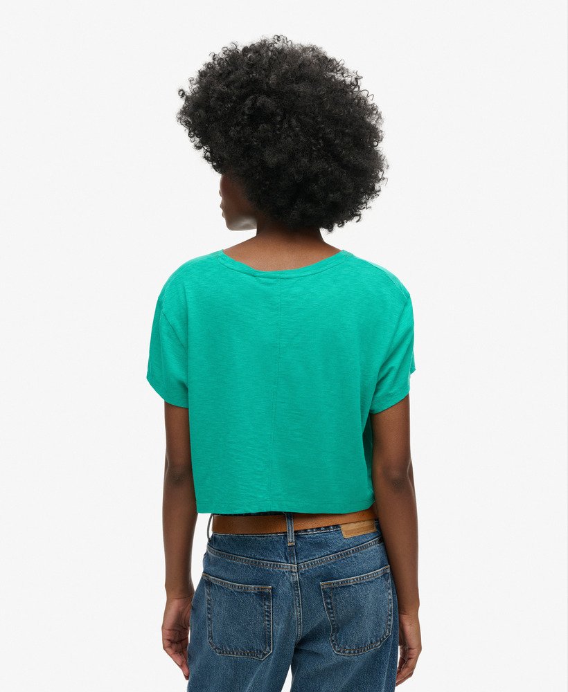 camiseta cropped folgada na cor verde verão