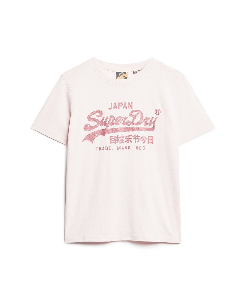 camiseta relaxed com logo metálico em rosa malva