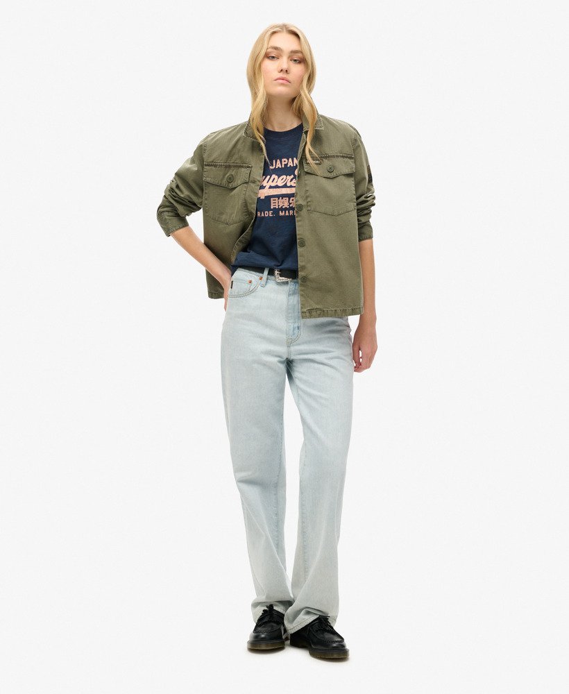 camiseta relaxed com logo metálico na cor lauren navy