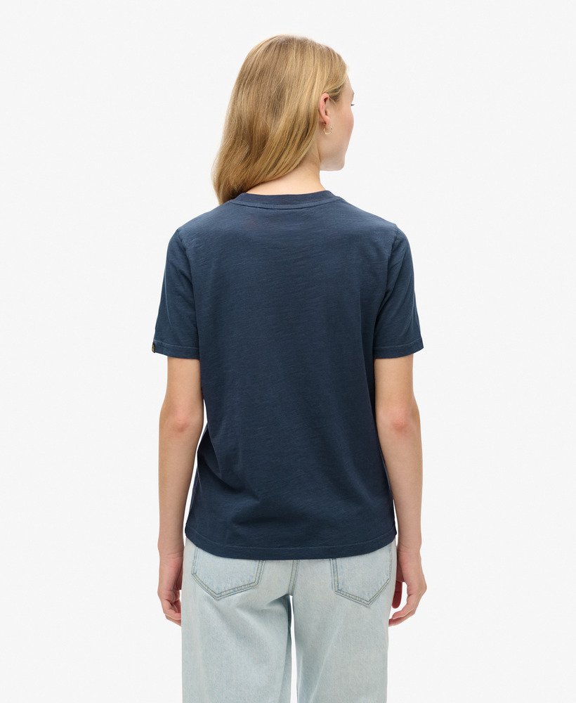 camiseta relaxed com logo metálico na cor lauren navy