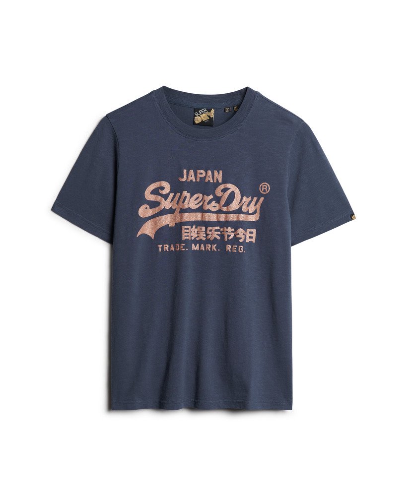 camiseta relaxed com logo metálico na cor lauren navy