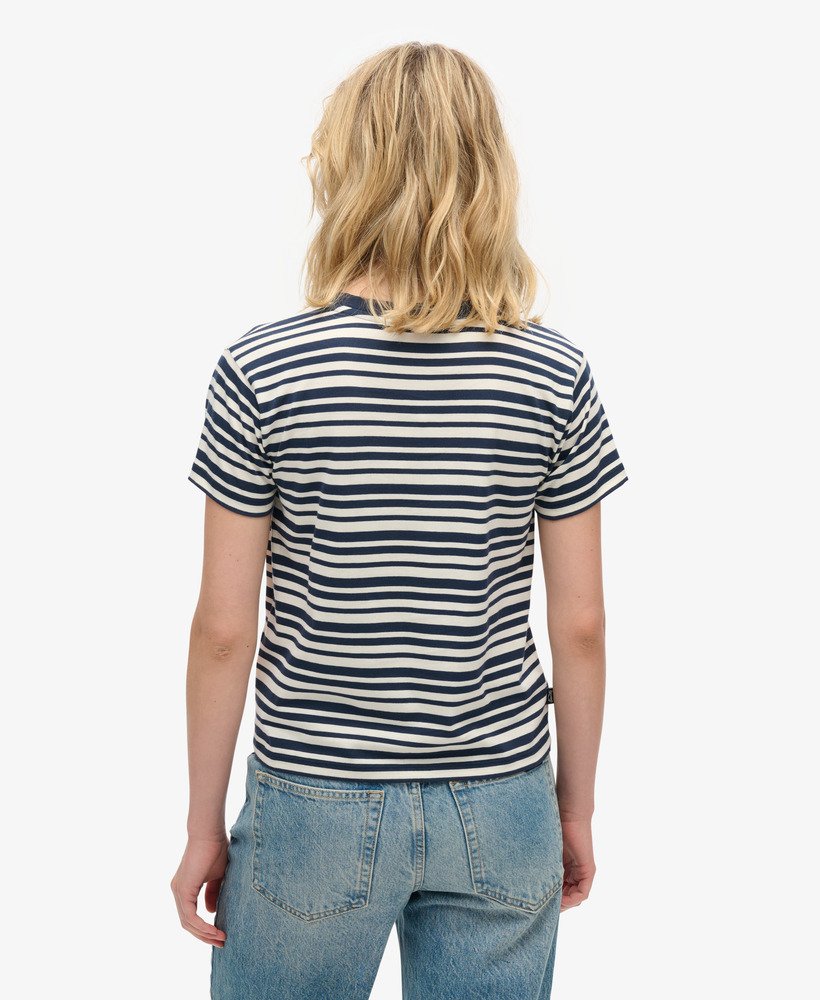 camiseta essential logo listrada ajustada em listras azul marinho intensas