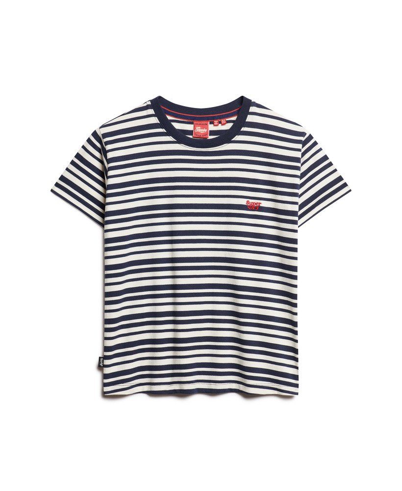 camiseta essential logo listrada ajustada em listras azul marinho intensas
