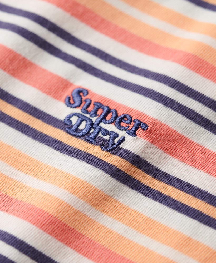 camiseta essential listrada com logo em coral sunset stripe