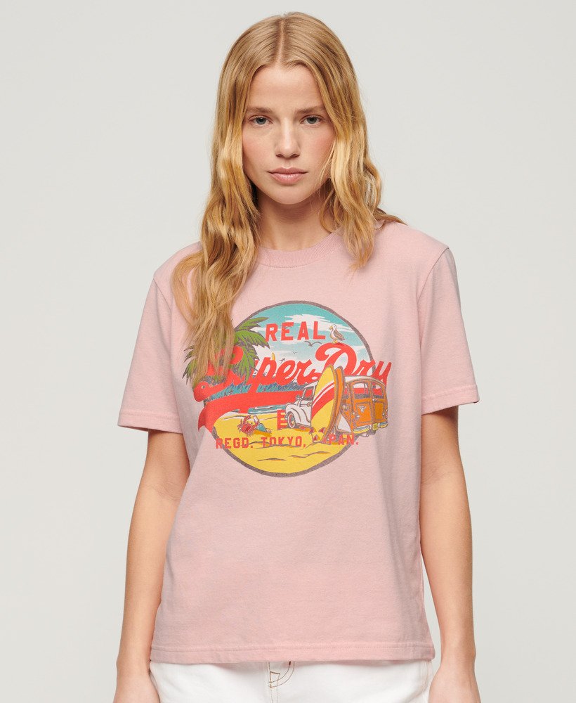 camiseta la graphic relaxed em tom rosa mesclado.