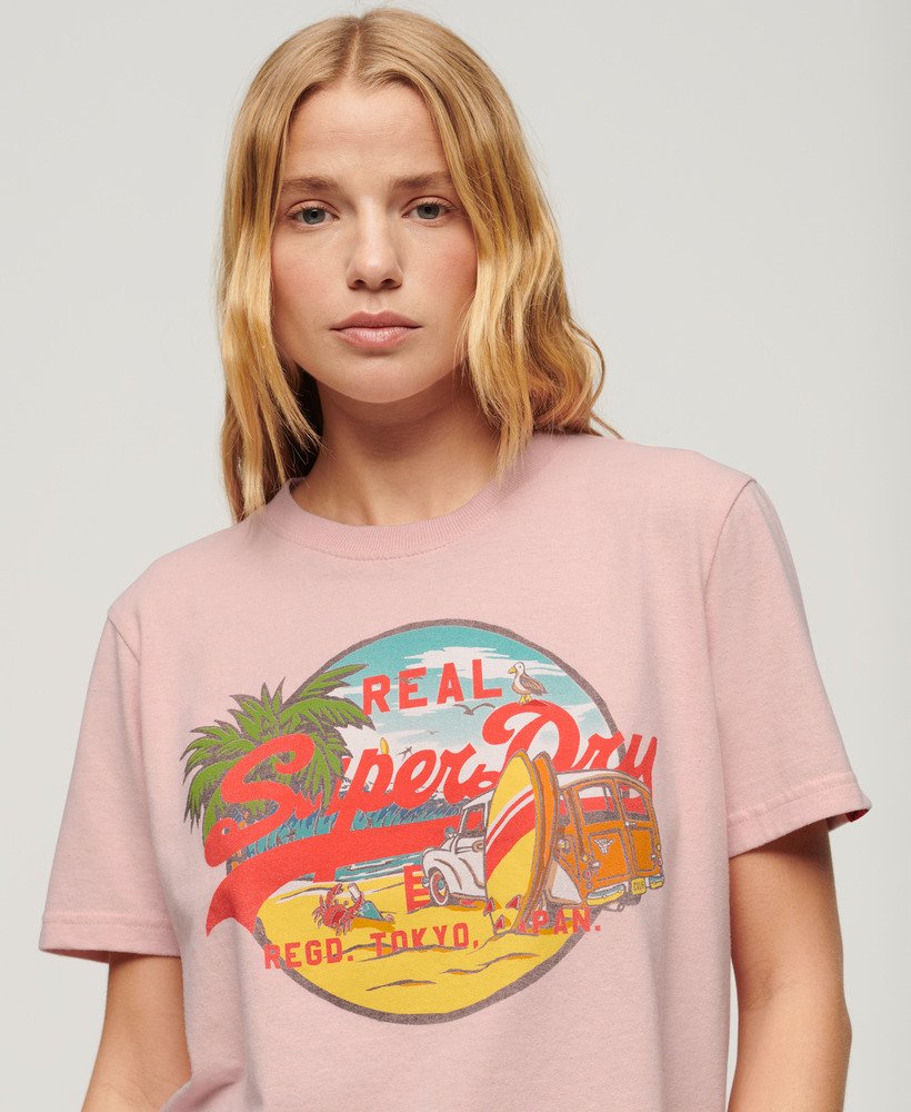 camiseta la graphic relaxed em tom rosa mesclado.