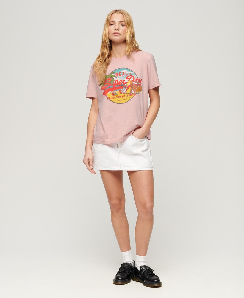 camiseta la graphic relaxed em tom rosa mesclado.