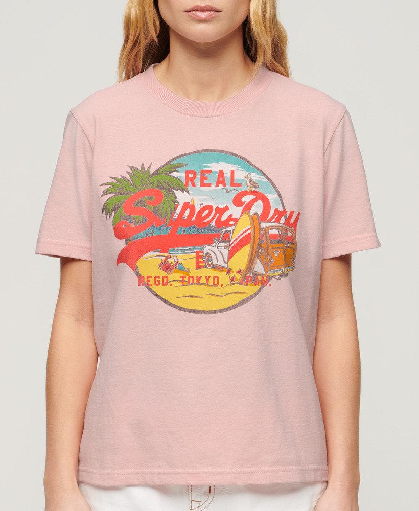 camiseta la graphic relaxed em tom rosa mesclado.
