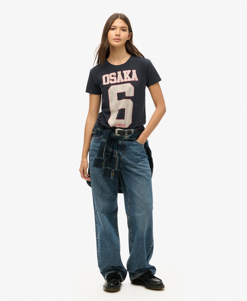 camiseta osaka 6 embellished anos 90 na cor eclipse navy