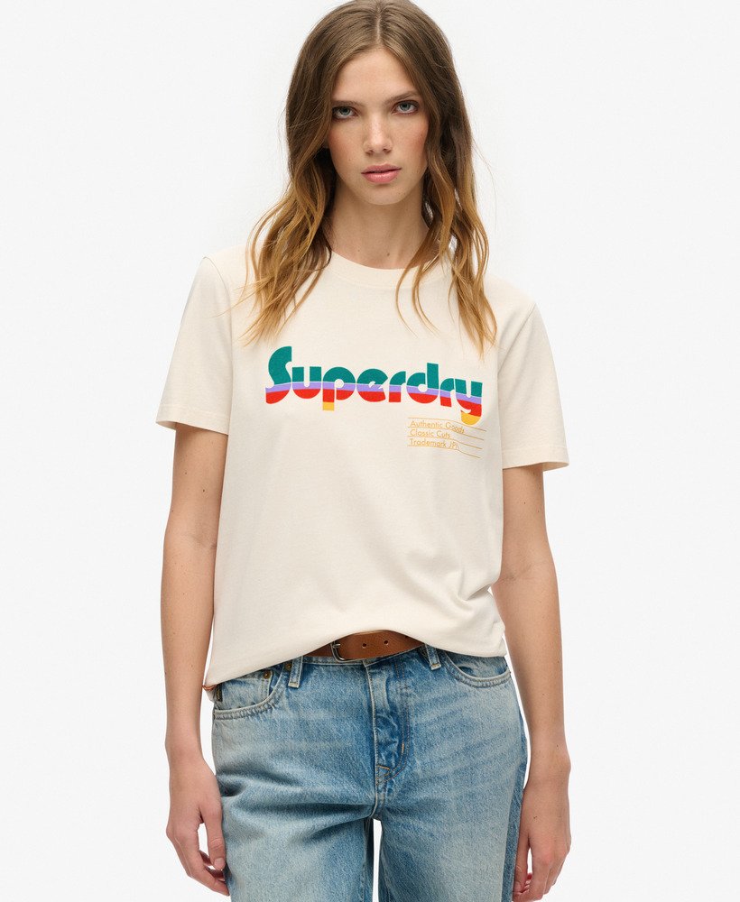 camiseta retro flock relaxed na cor branco arroz