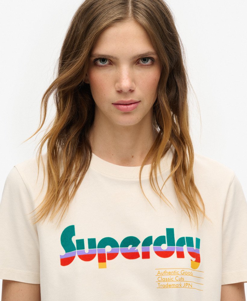 camiseta retro flock relaxed na cor branco arroz