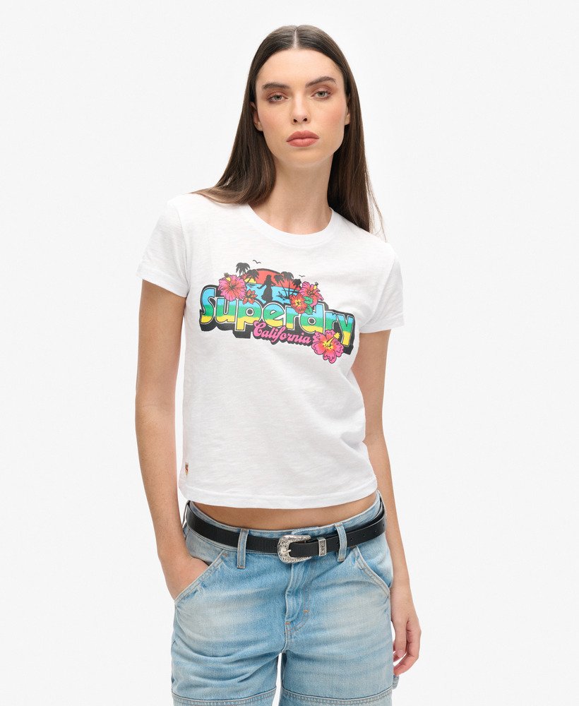 camiseta cali sticker fitted em tecido slub branco inverno