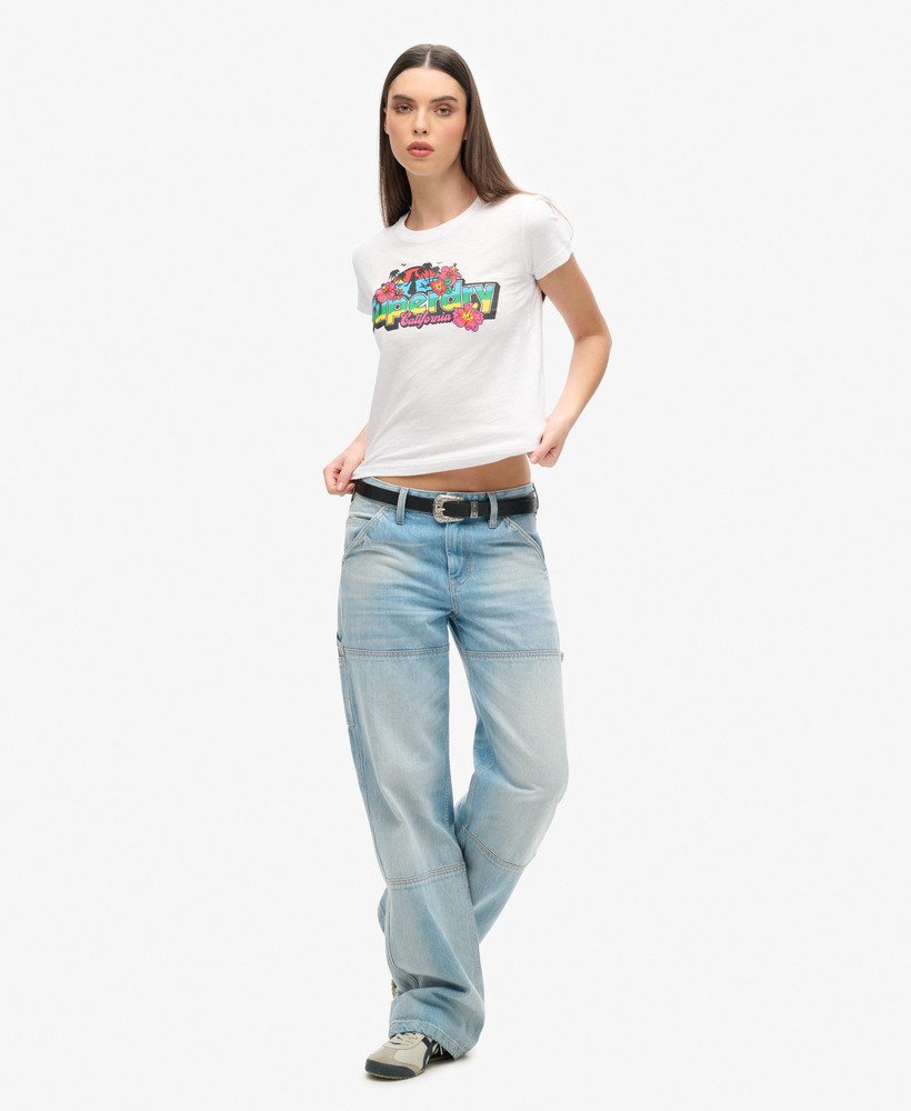 camiseta cali sticker fitted em tecido slub branco inverno