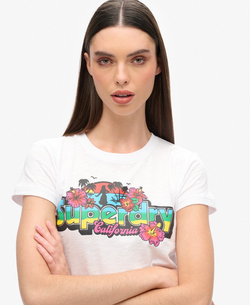 camiseta cali sticker fitted em tecido slub branco inverno