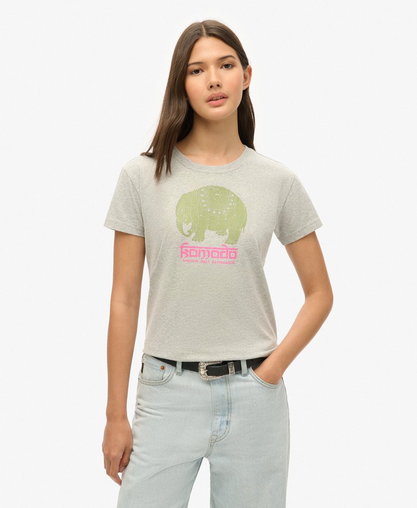 camiseta superdry x komodo hathi na cor bege mesclado pedra-pomes