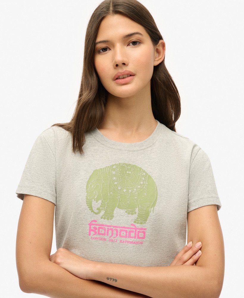camiseta superdry x komodo hathi na cor bege mesclado pedra-pomes