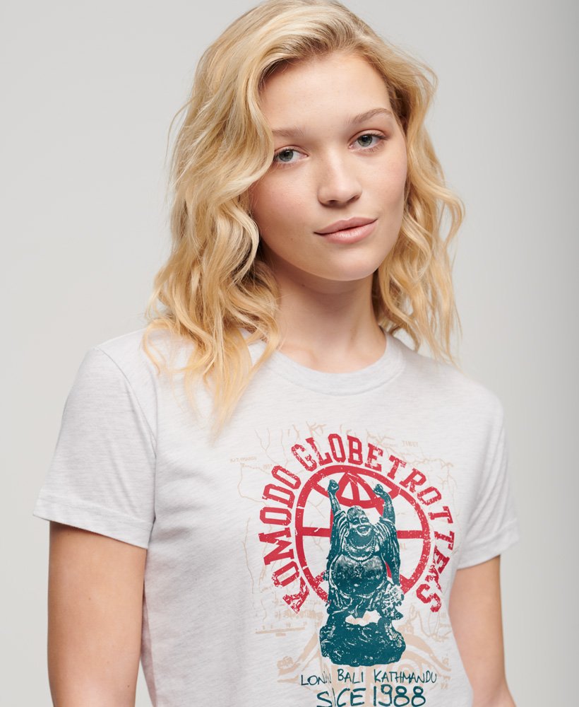 camiseta superdry x komodo globetrotter fitted na cor ice marl