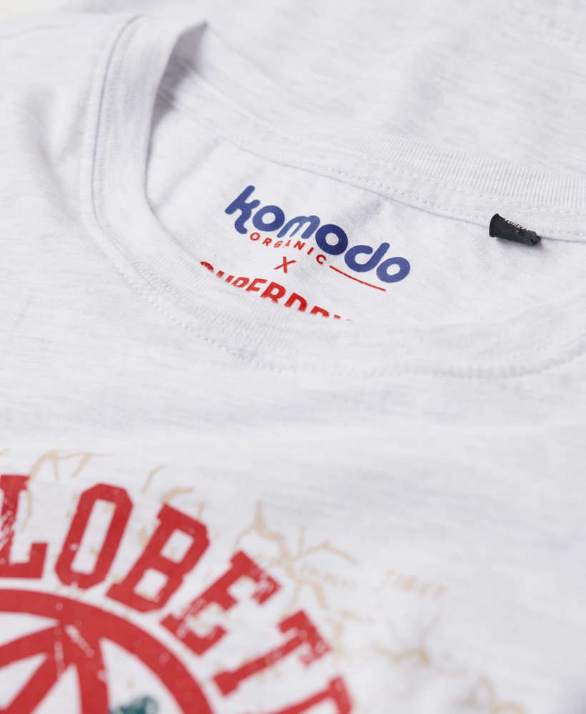camiseta superdry x komodo globetrotter fitted na cor ice marl