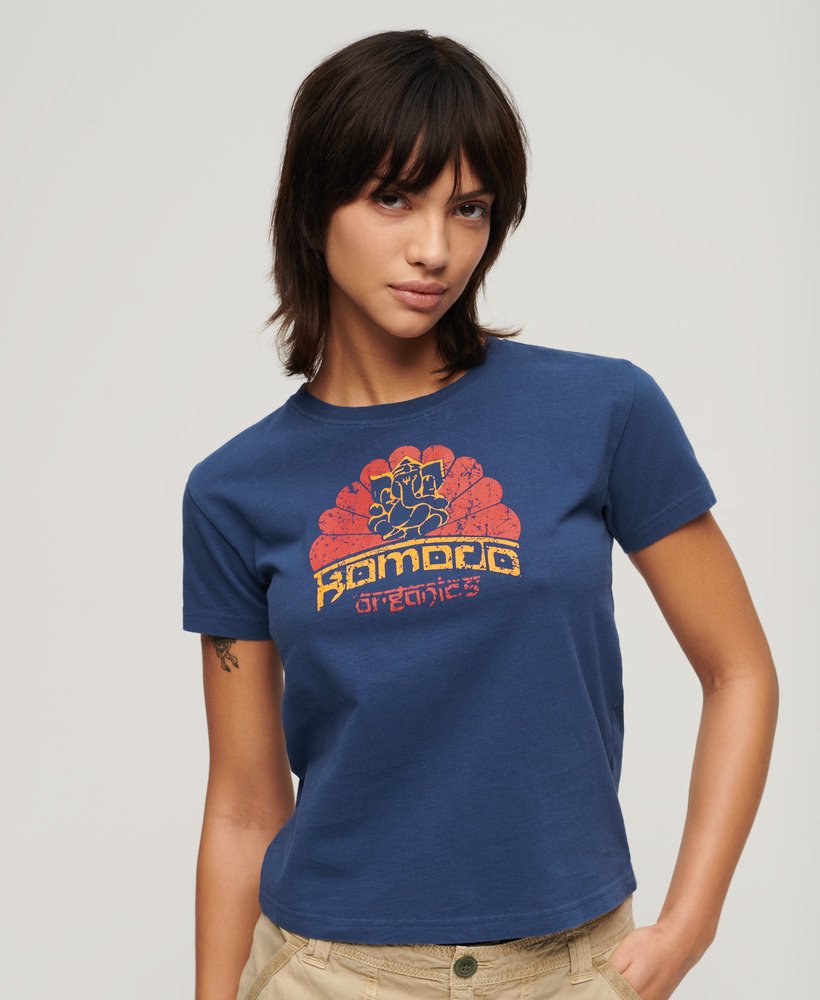 camiseta superdry x komodo ganesh fitted na cor azul marinho supermarinho