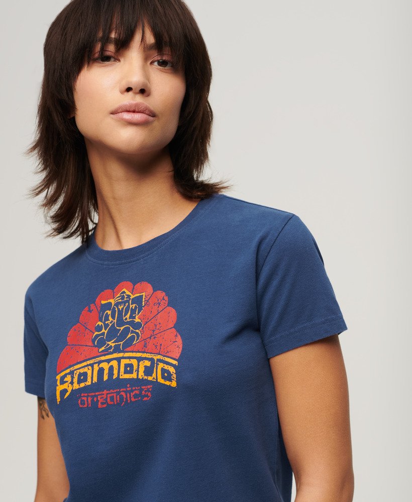camiseta superdry x komodo ganesh fitted na cor azul marinho supermarinho