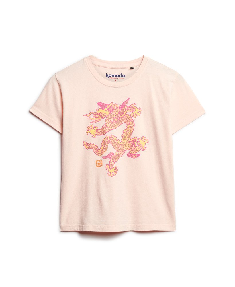 camiseta slim superdry x dragão de komodo na cor argila rosa