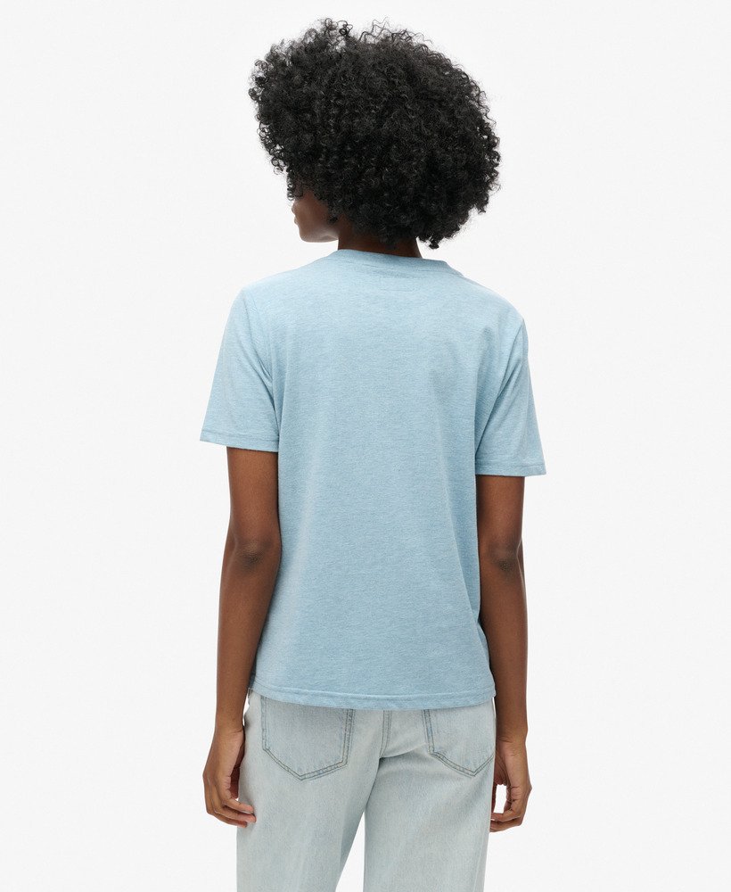 camiseta relaxed com logo vintage em relevo na cor azul mesclado