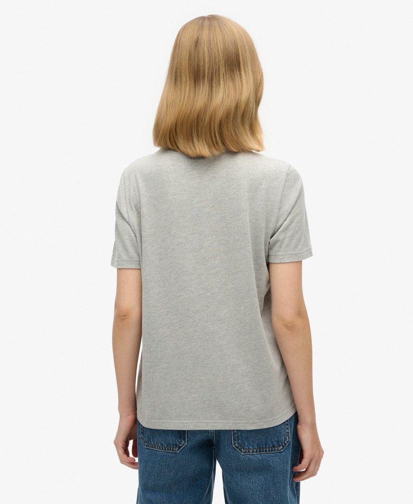 camiseta vintage logo pop entry na cor cinza mesclado