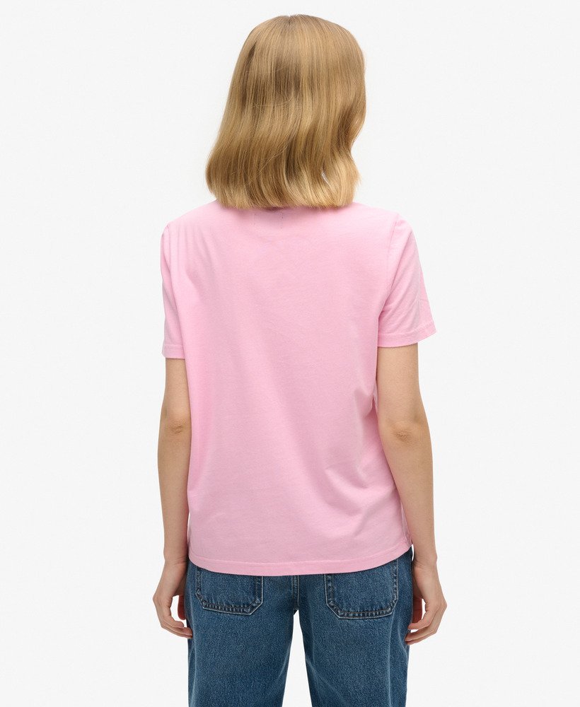 camiseta vintage logo pop entry na cor rosa marne