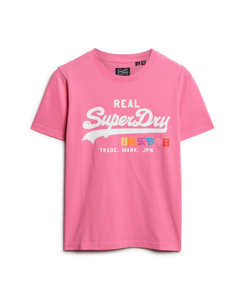 camiseta vintage logo pop entry na cor rosa marne