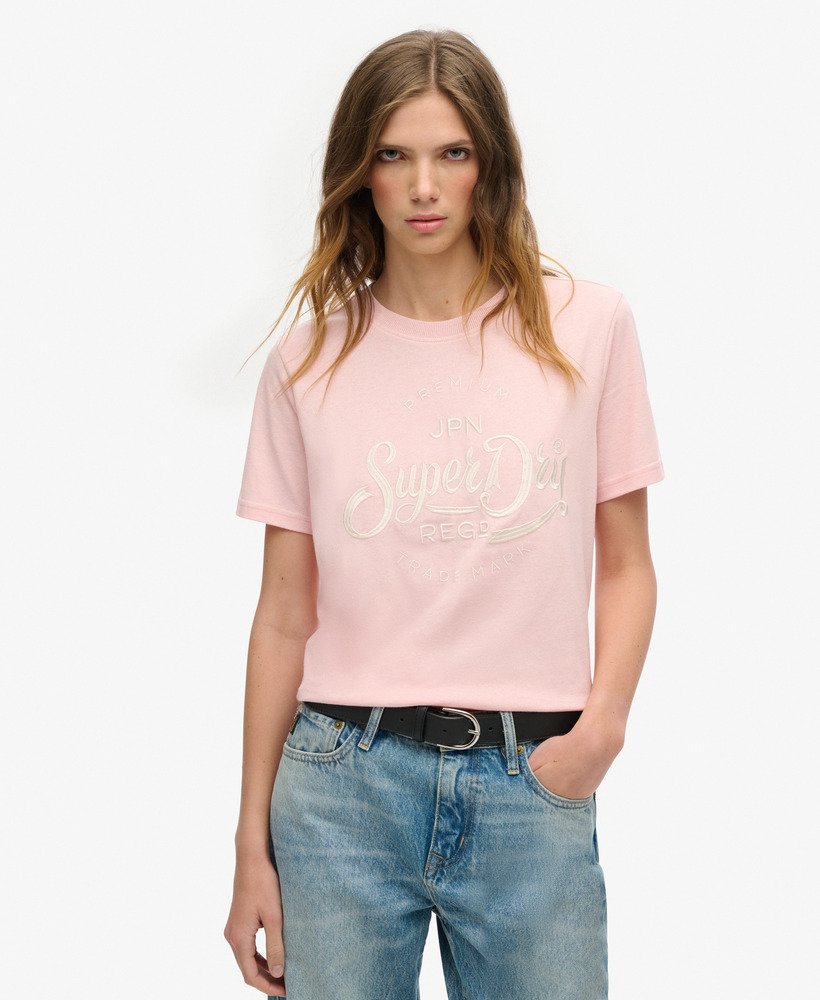 camiseta premium script entry na cor rosa mesclado somon