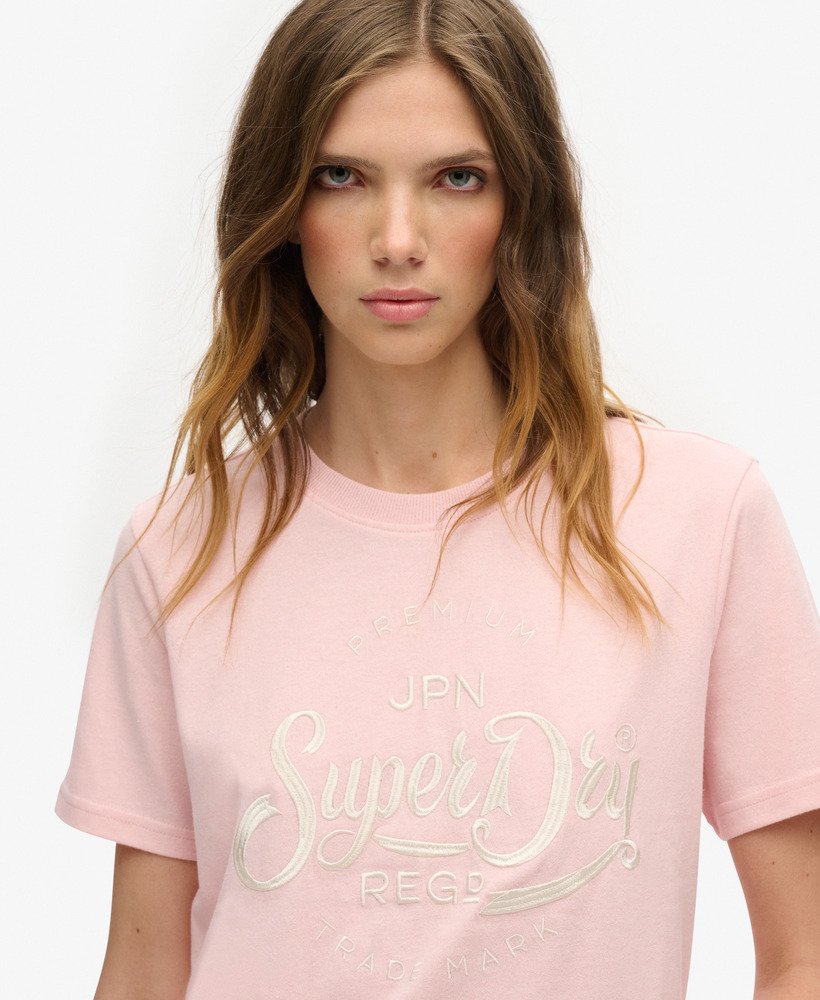 camiseta premium script entry na cor rosa mesclado somon
