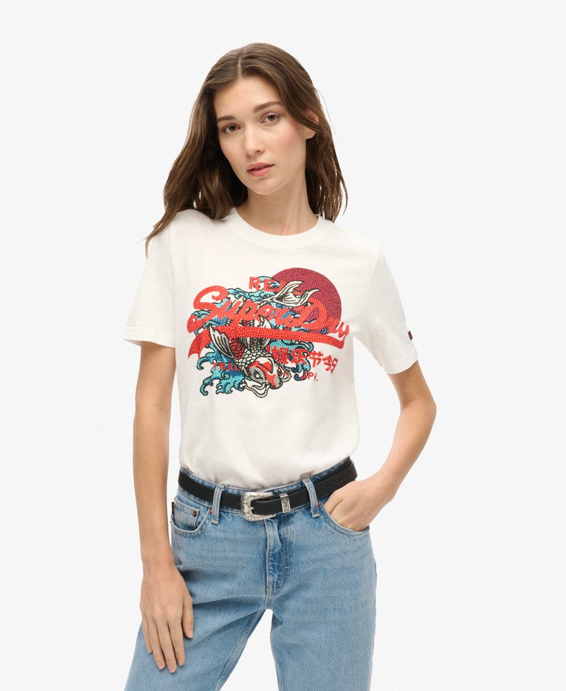 camiseta tokyo vintage logo graphic relaxed na cor branco inverno