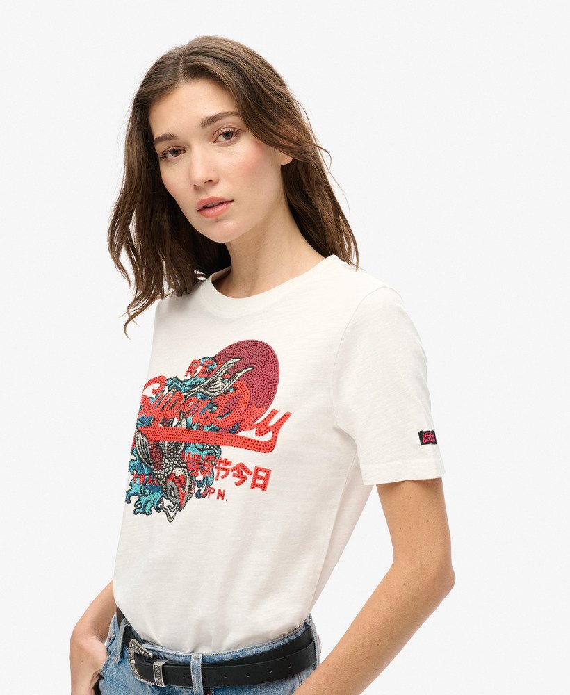 camiseta tokyo vintage logo graphic relaxed na cor branco inverno