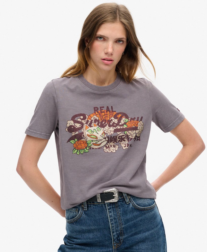 camiseta tokyo vintage logo graphic relaxed na cor rock dark grey