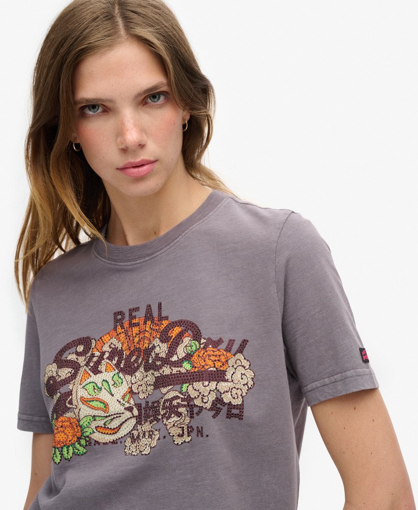 camiseta tokyo vintage logo graphic relaxed na cor rock dark grey