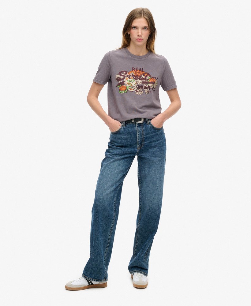 camiseta tokyo vintage logo graphic relaxed na cor rock dark grey
