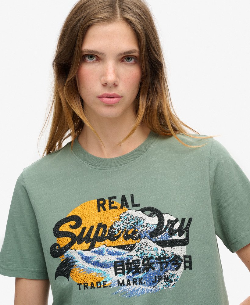 camiseta tokyo vintage logo graphic relaxed na cor cáqui louro